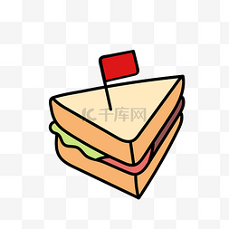 手绘扁平美食图片_矢量手绘可爱三明治