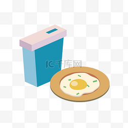 牛奶盒插画图片_手绘美味的早餐插画
