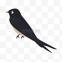 手绘飞翔的燕子图片_手绘黑色卡通燕子插画