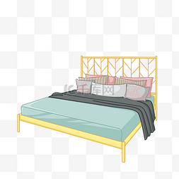 家居卧室卡通图片_卡通浅色设计卧室床