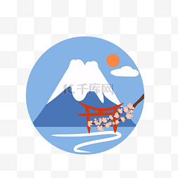 日本富士山装饰插画