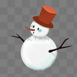 简约小雪人图片_手绘风冬季里的戴帽子的白色卡通
