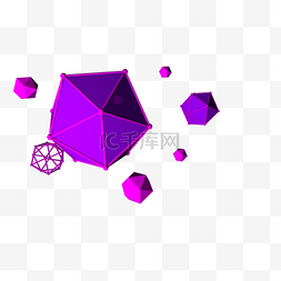 C4D紫色立体图形插画
