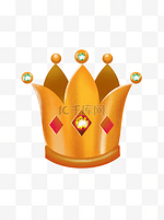 荣誉元素皇冠国王王后头冠金色黄宝石素材
