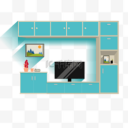 墙装饰图片_矢量商务电视墙插画