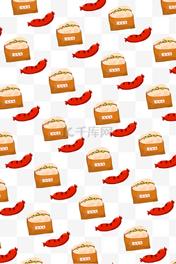 红色汉堡图片_手绘快餐底纹