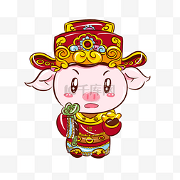 2019猪年新年粉红手绘卡通吉祥猪