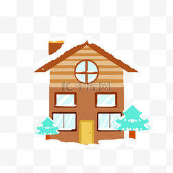 小寒下雪房屋有雪手绘插画
