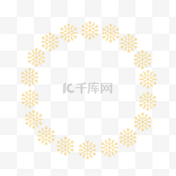 海报边框雪花图片_圣诞节卡通扁平金色雪花边框元素