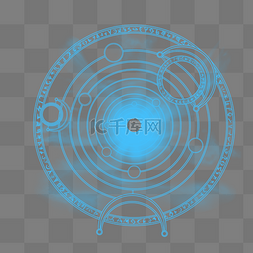 光效素材点圆环图片_蓝色圆形魔法光效PSD透明底