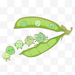 新鲜的豌豆墨绿色的表情系列