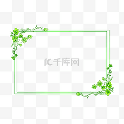 长方形绿色图片_卡通春季绿色画框