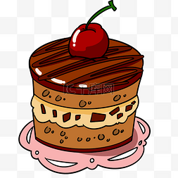 樱桃巧克力蛋糕插画