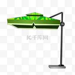 卡通绿色遮阳伞插图