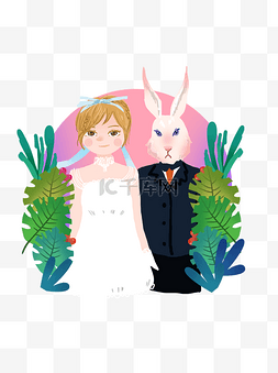 小清新小兔子图片_童话公主与白兔设计元素