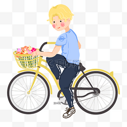 男孩送花图片_骑单车可爱男孩送花