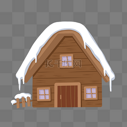 大雪中的积雪木屋