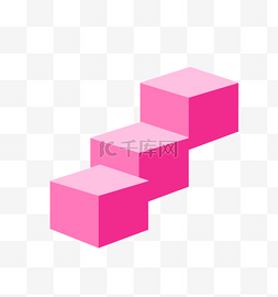 粉红色方块立体图片_立体红色双十一装饰