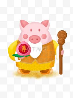 福禄图片_2019猪年春节新年喜庆手绘福禄寿