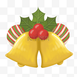 圣诞节金色的铃铛插画