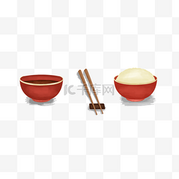 美食广告素材图片_卡通米饭与汤插画