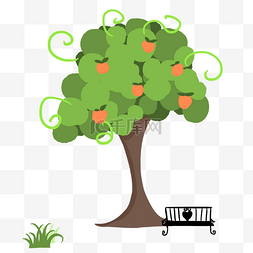 绿色植物装饰大树