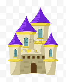 城堡儿童图片_紫色屋顶城堡插画