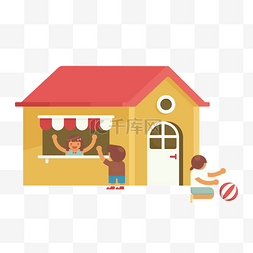 黑色主图模版图片_小房子和小孩子手绘设计