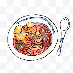 卡通手绘香菇汤面插画