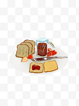 手绘果酱设计图片_美食手绘早餐面包草莓果酱合集设