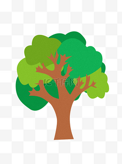 手绘卡通绿色树木元素