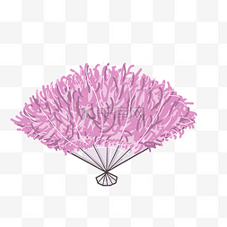 扇子创意图片_手绘粉红色扇子插画