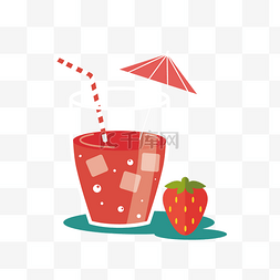 草莓冷饮图片_夏天卡通草莓汁清凉矢量图