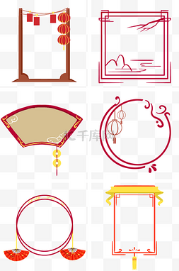 金色相框边图片_中式花纹手绘边框