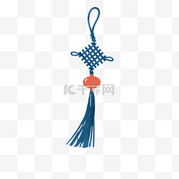 吊绳卡通图片_蓝色中国结手绘装饰