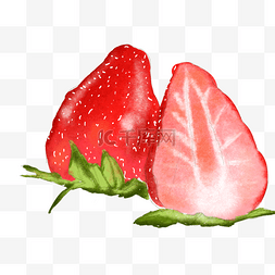 切开的草莓草莓图片_红色新鲜水果果蔬草莓手绘免扣素