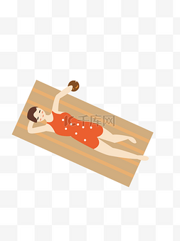 躺在沙滩上图片_躺在垫子上的女人
