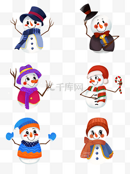 可爱手绘雪人图片_圣诞节冬季可爱手绘雪人彩色