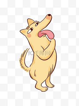 黄色小狗装饰图片_可爱吐舌头小狗装饰元素