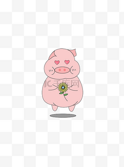 可爱粉色猪年小猪犯桃花表情可商