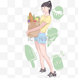 摘蔬菜图片_春游摘菜卡通插画