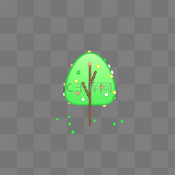 C4D立体绿色小树装饰