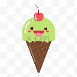 卡通绿色冰激淋