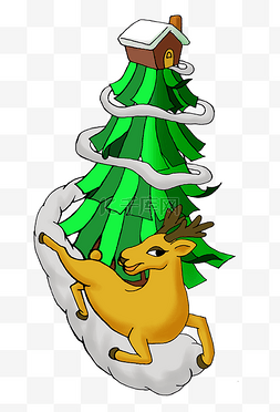 圣诞节来自圣诞树的麋鹿