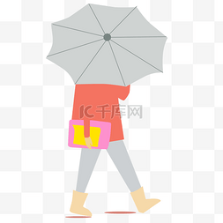 雨中撑伞图片_拿着文件夹撑伞的女孩