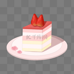草莓盘子图片_一块草莓蛋糕插画