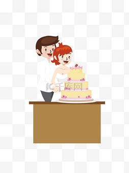 可爱的新娘图片_切蛋糕的幸福新人矢量设计