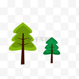 树干卡通图片_矢量图绿色的松树