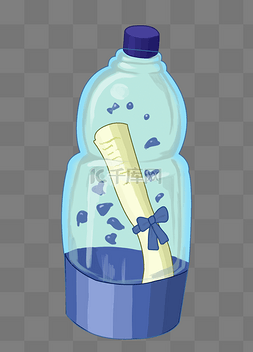 透明漂流瓶图片_蓝色透明漂流瓶插画