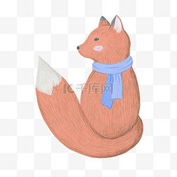 小动物坐着图片_戴围巾坐着的小狐狸